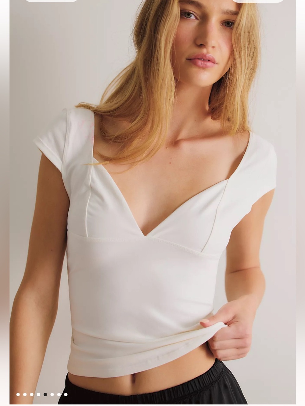 Free People Intimately Duo Corset Cami White Cap Sleeve V Neck Seamless Layering